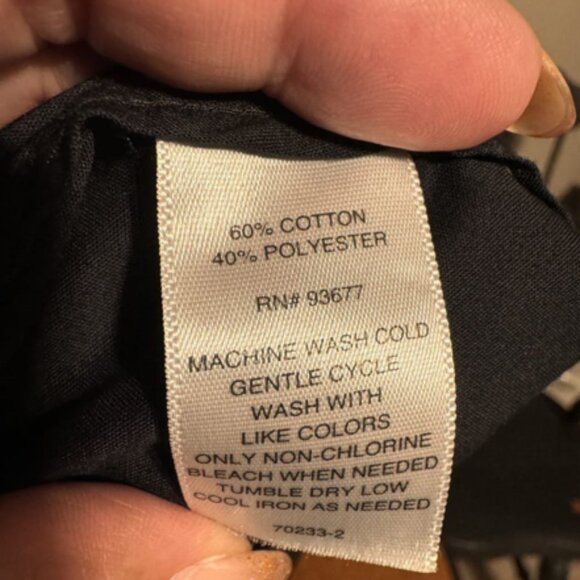 Liz Claiborne Button Down Poplin Shirt, Black, 1X - Picture 3 of 3